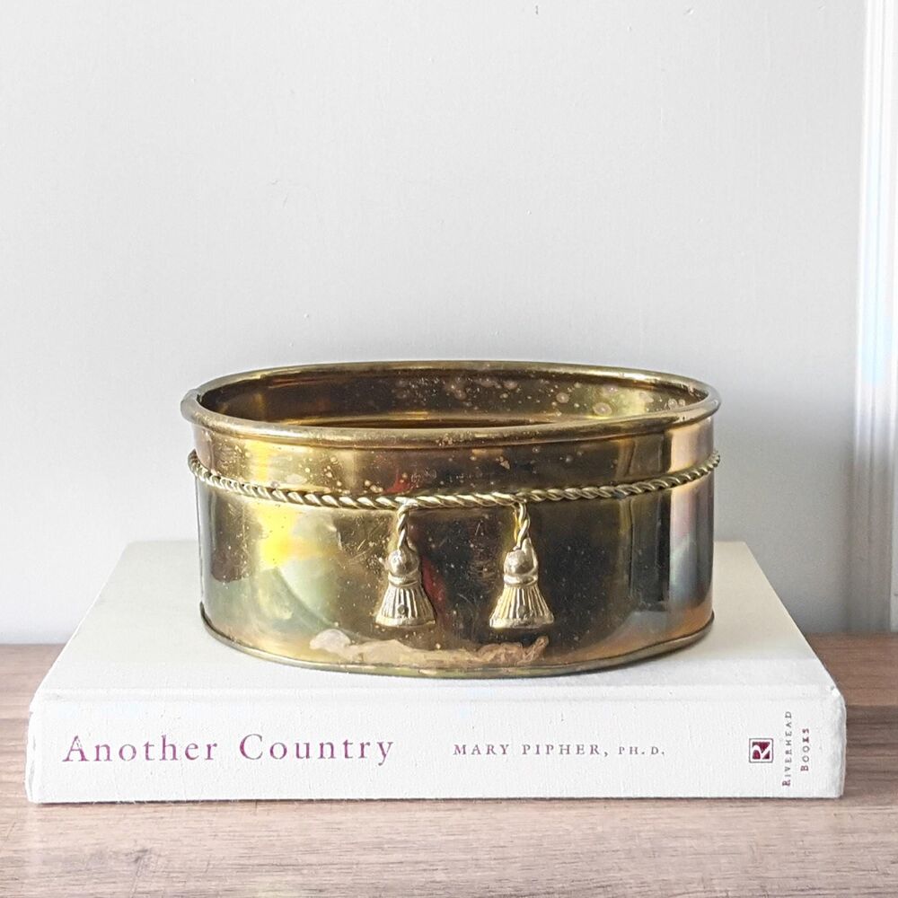 Vintage Brass Bow Windowsill Planter Indoor Oval Planter Window Herb Garden Box